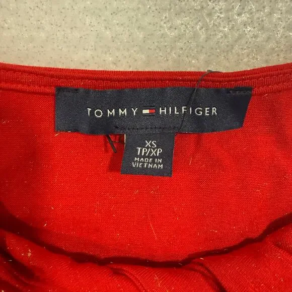 Tommy Hilfiger Red Lurex Twist Neck Top Women’s XS Long Sleeve Cutout NWT - Picture 5 of 10